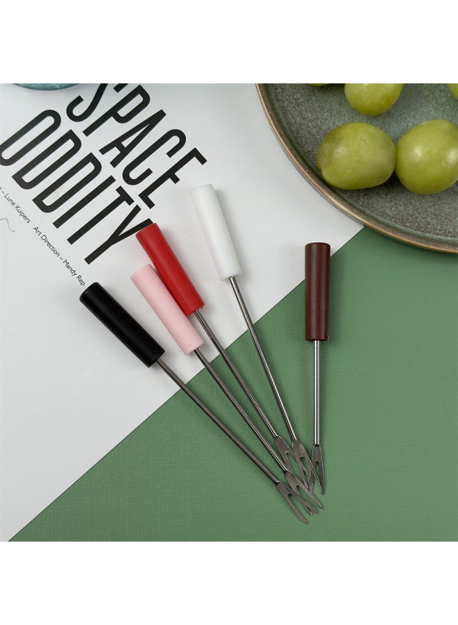 Creative Plastic Round Head Fruit Fork Multi-use Western Tableware Two-tooth Salad Dessert Cake Snacks Stainless Steel Fork-Specifications:Round Short Handle 201 Material - Image 2