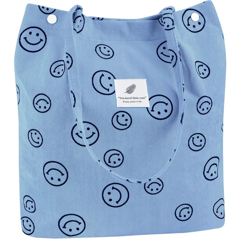 ® Women Corduroy Tote Bag Canvas Shoulder Purse Reusable Shopping Bag Grocery Bag Large Capacity Washable Handbag Girls Shoulder Bag with Inner Pocket For Daily Use Work Travel
