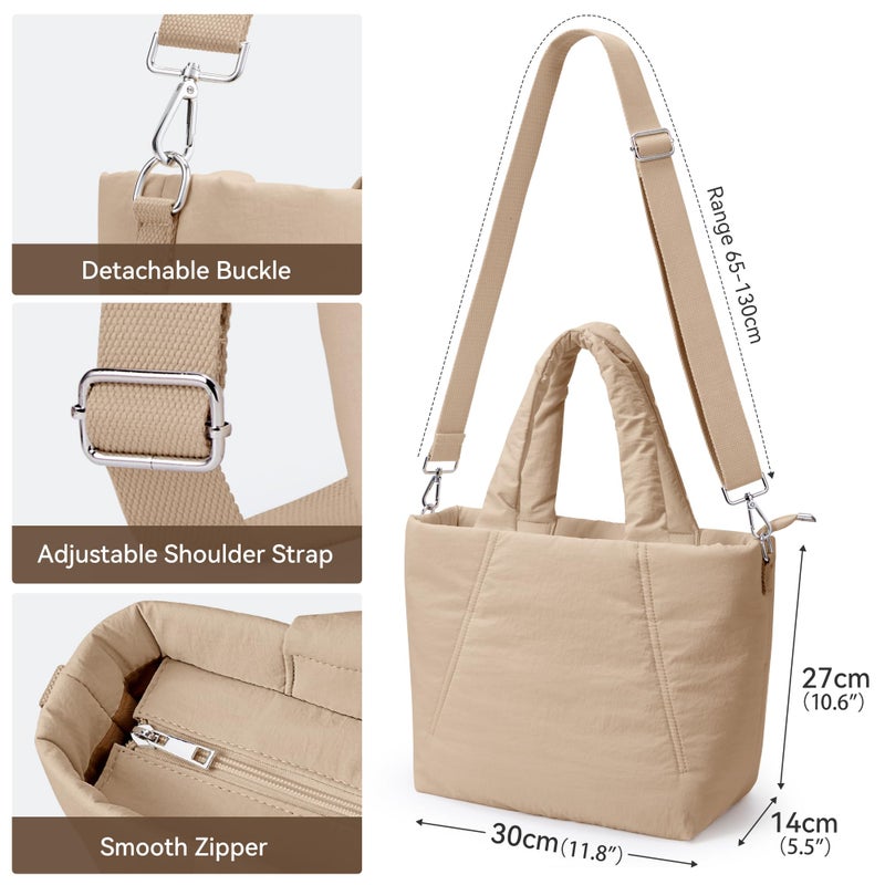 KALIDI Quilted Carryall Tote Bag for Women Large Puffer Crossbody Handbags Shoulder Soft Fluffy Lightweight Travel - Image 5