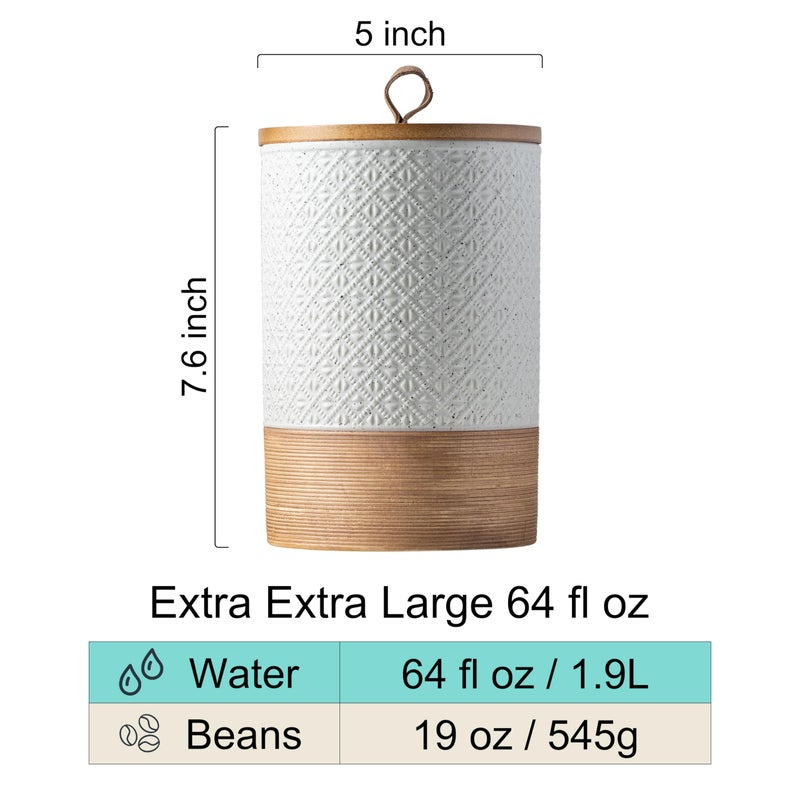 Miamolo Large Jar with Lid, Ceramic Coffee Container Kitchen Food Storage Jars with Airtight Lids for Spice Cookie Ground Coffee, Decorative Jars for Coffee Countertop, Bar Accessories- White 64 fl.oz - Image 3