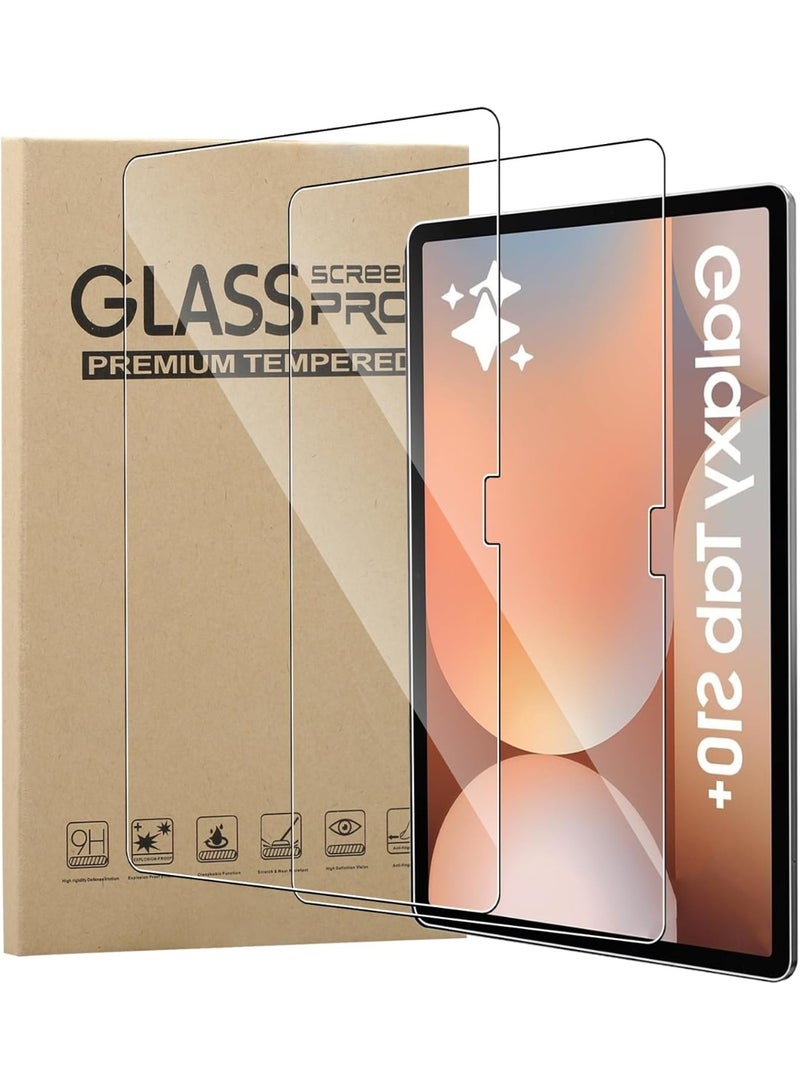 Fekra Screen Protector for Samsung Galaxy Tab S10 Plus/Tab S9 Plus, Pack of 2 [High Sensitivity] [Anti-Bubble] [Anti-Fingerprint] 9H Hardness Anti-Scratch Tempered Glass Screen Protector - Image 1