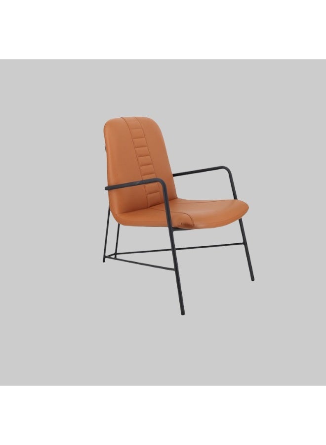 YI ONE Single Sofa Armchair – Brown PU Leather Single Seater with Metal Legs, Modern Luxury Armchair for Living Room & Office - Image 1
