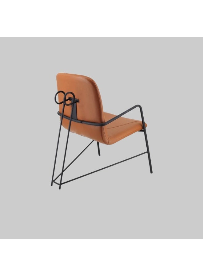 YI ONE Single Sofa Armchair – Brown PU Leather Single Seater with Metal Legs, Modern Luxury Armchair for Living Room & Office - Image 2