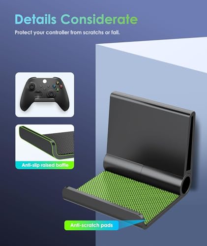 6amLifestyle 4 Pack Foldable Controller Wall Mount Holder, Xbox Controller Stand , Compatible with Xbox Switch, Adhesive/Screw,Remote Accessories, Keyboard Holder,Wall Mount Storage, Headphone & Headset Hanger - Image 4