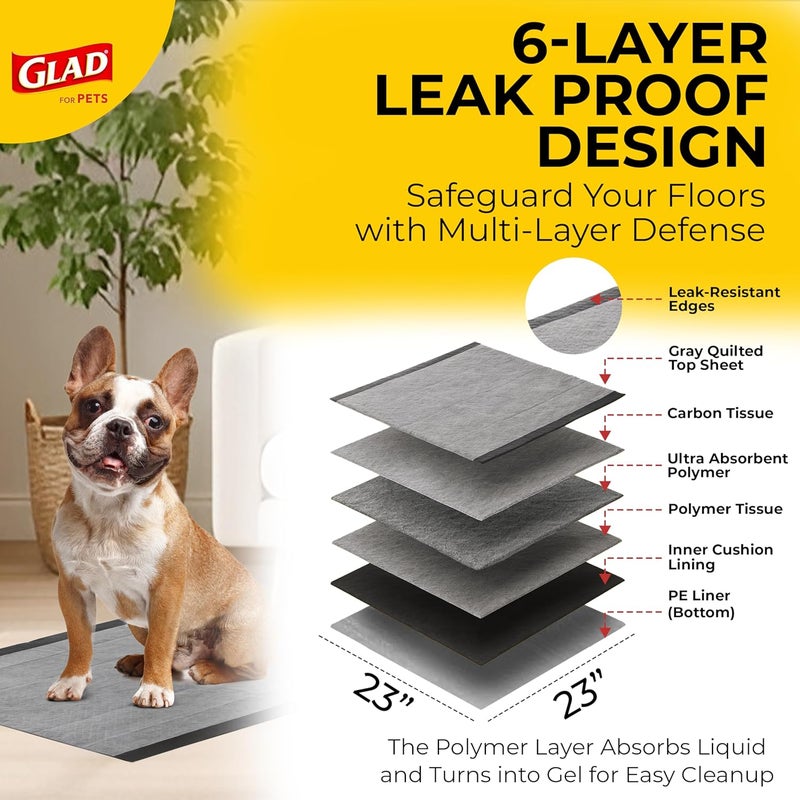 Glad for Pets Black Charcoal Puppy Pads | Puppy Potty Training Pads That ABSORB & NEUTRALIZE Urine Instantly | New & Improved Quality 100 Count FF8654 - Image 3