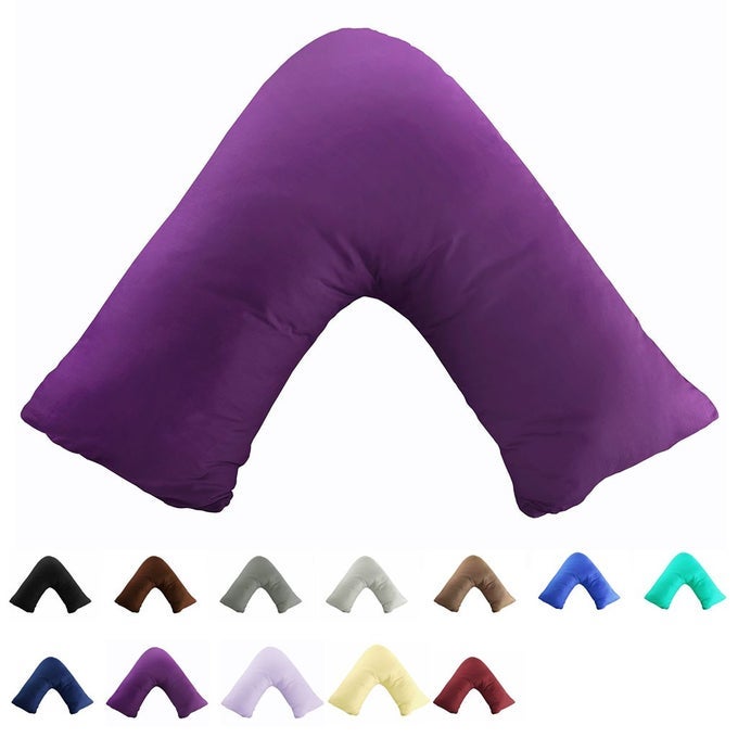 100 COTTON 300 THREAD COUNT SOILD ENVELOPE STYLE V SHAPEDTRIBOOMERANG STANDARD PILLOW CASE CUSHION COVER ONLY COVER NO INSERT PURPLE