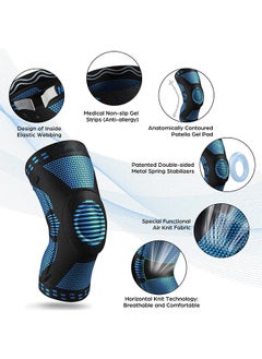General 2 Pcs Professional Knee Brace for Pain Relief, Medical Knee Support with Patella Pad & Side Stabilizers, Compression Knee Sleeve for Meniscus Tear, ACL, Joint Pain, Runner, Workout,XS  - Image 2
