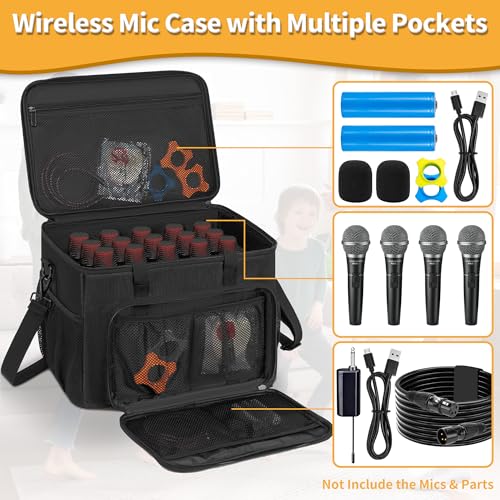 IBVIVIC IBIVIVIC 15 Slots Wireless System Microphone Mics Bag with Foam Mic Storage Bag for Singing, Karaoke, Party Sound Equipment Carrying Case - Image 4