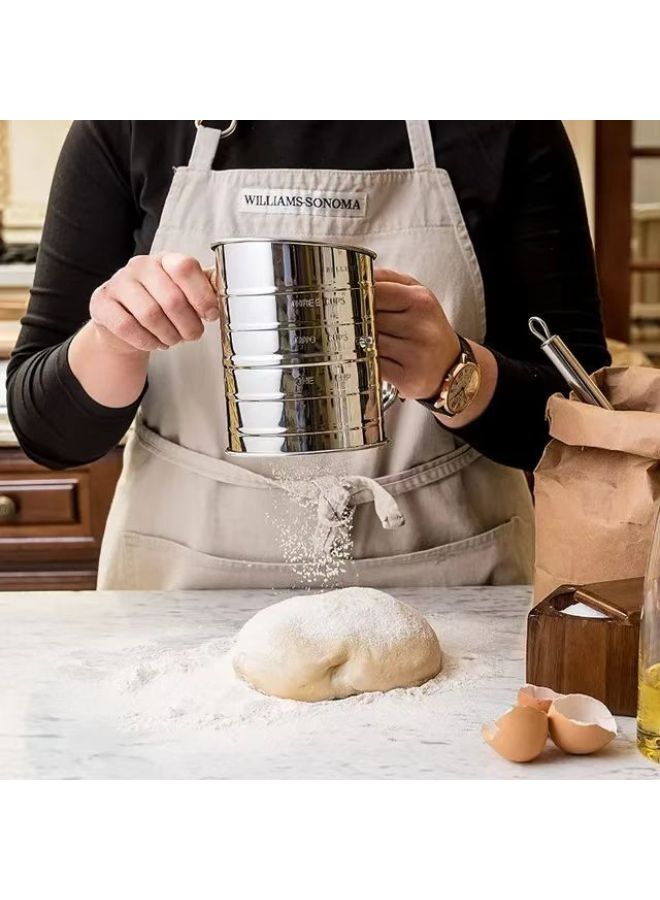 Flour Sieve With Mixing Ring Rotary Filter Fine Mesh Manual Stainless Steel Cake Making Baking Sugar-Specifications:Log Handle Model  - Image 4