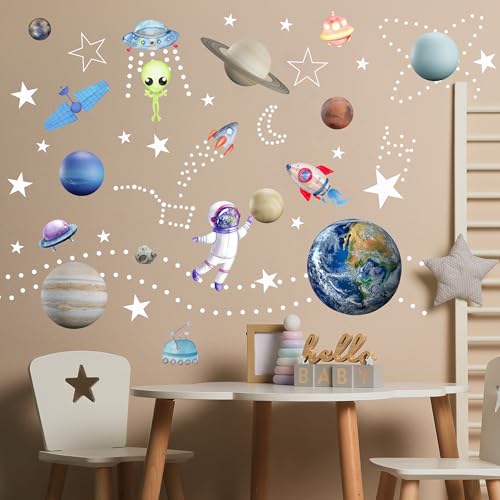 Robmoda Glow in The Dark Stars Solar System Wall Decals, Star and Planets Stickers for Ceiling, Kids Wall Sticker Space Room Decor (Blue) - Image 5