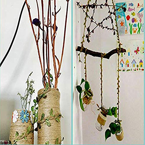 HDHYK 33 Feet Natural Burlap Ribbon,5MMjute Twine withArtificial Vine Fake Foliage Leaf Plant Garland Rustic Jungle Vines with Twine for Baby Shower Wreath Wedding Home Decor - Image 3