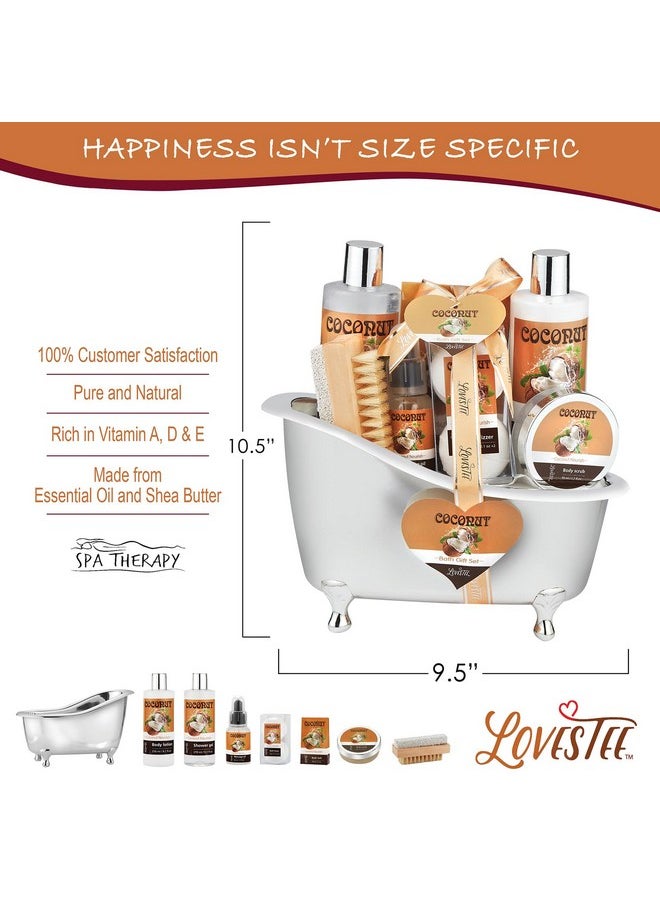 Lovestee Relaxing Spa Gift Baskets For Women- Bath and Body Gift Set for mom Coconut Spa Kit includes Bath Bombs, Message Oil, Body Scrub, Bath Salt, Body Lotion, Shower Gel and Scrub Brush  - Image 4