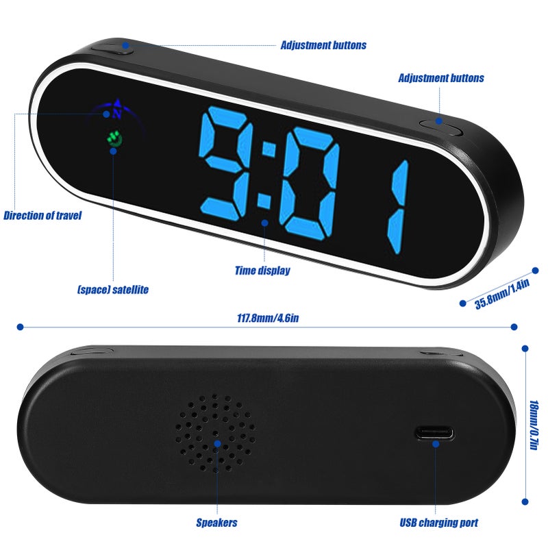 Car Headup Display GPS Digital Speedometer with Colorful LED Display Clock & Compass Function Overspeed Alarm for Car Truck SUV RV - Image 4