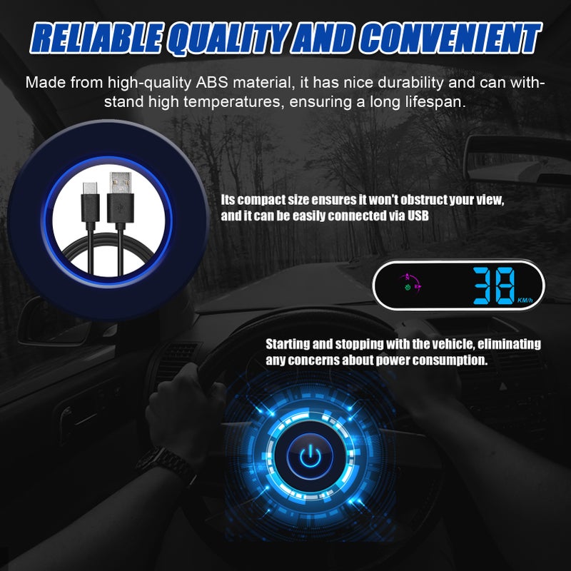 Car Headup Display GPS Digital Speedometer with Colorful LED Display Clock & Compass Function Overspeed Alarm for Car Truck SUV RV - Image 5