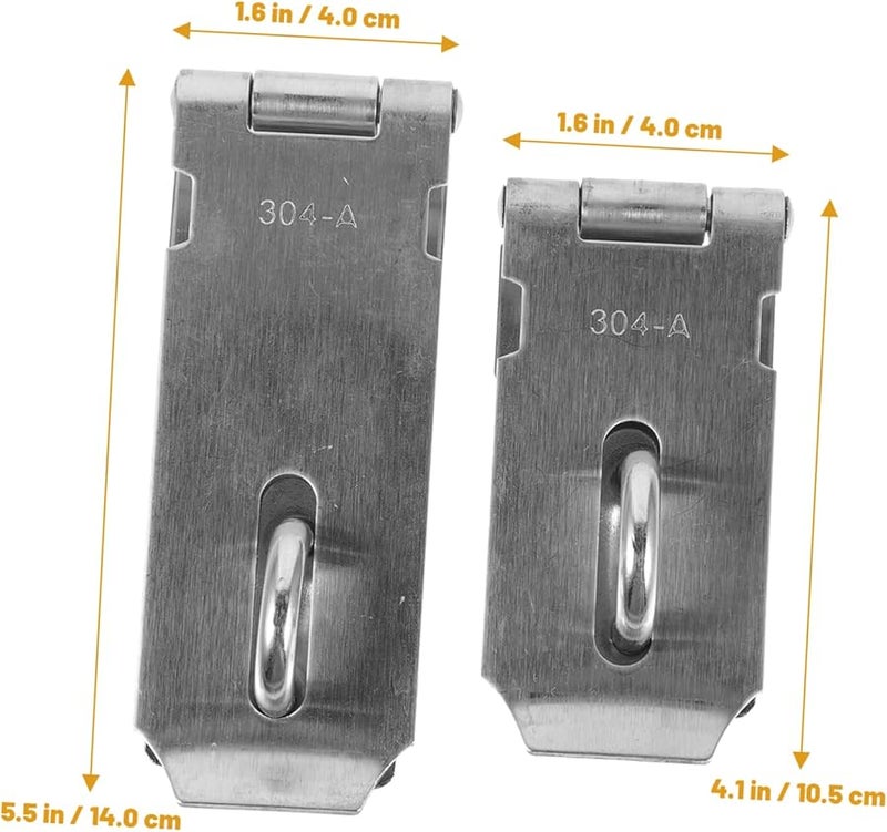 2Pcs Stainless Steel Hasp Latch Lock with Padlock Hinges for Shed Barn Window and Sliding Door Security - Image 3