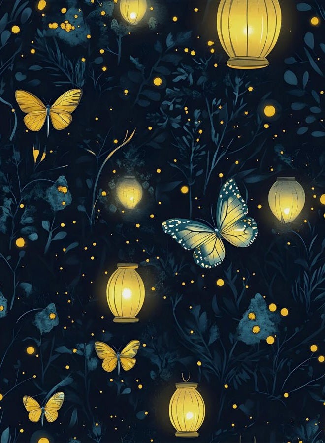 Laatse Blue Floral Wallpaper Peel and Stick Vintage Butterfly Contact Paper Dark Botanical Wall Murals Waterproof Self Adhesive Removable Waterproof for Room Shelves Cabinet Drawer Table Decor 17.5"X118" - Image 1