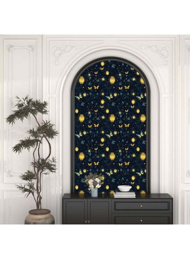 Laatse Blue Floral Wallpaper Peel and Stick Vintage Butterfly Contact Paper Dark Botanical Wall Murals Waterproof Self Adhesive Removable Waterproof for Room Shelves Cabinet Drawer Table Decor 17.5"X118" - Image 4