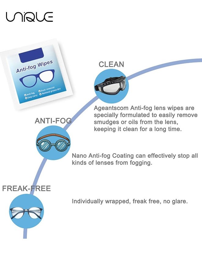Unique 100 Pack Anti Fog Wipes for Glasses, Individually Wrapped Lens - for Laptop Screens, Optical Lens, Goggles, Smart Phone Screens and Watch Screens  - Image 2