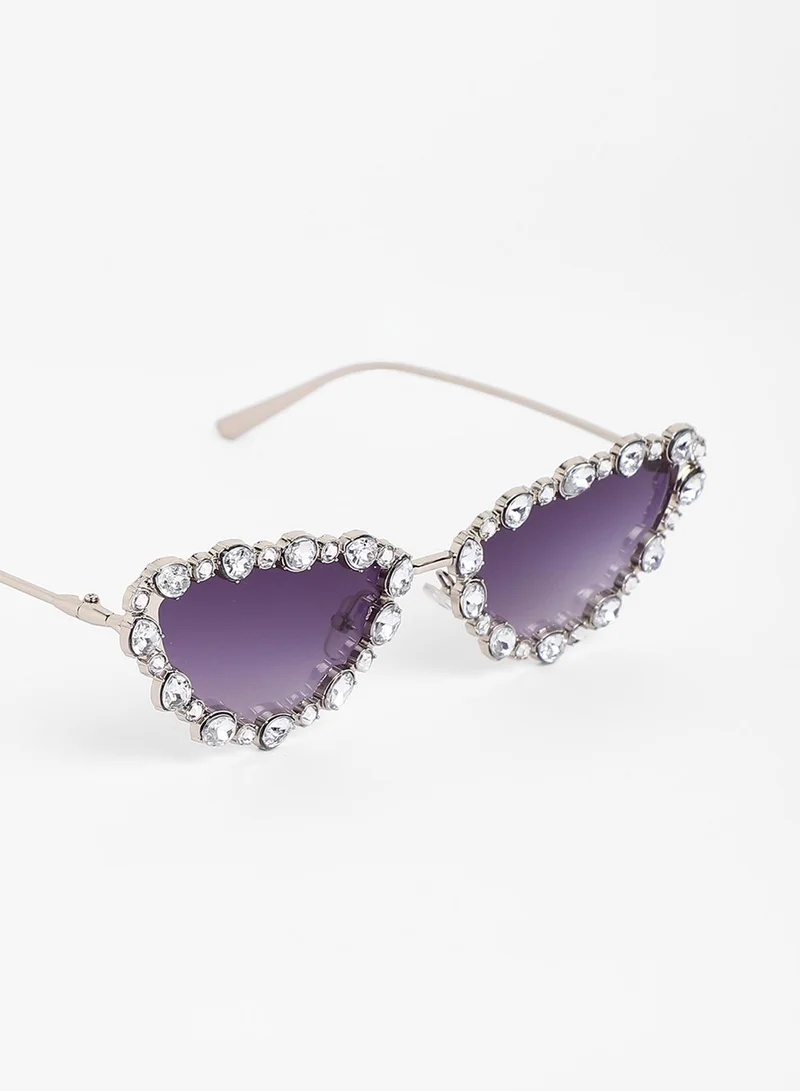 صوص هاوت The Swirl Rectangular Sunglasses - Midnight Black