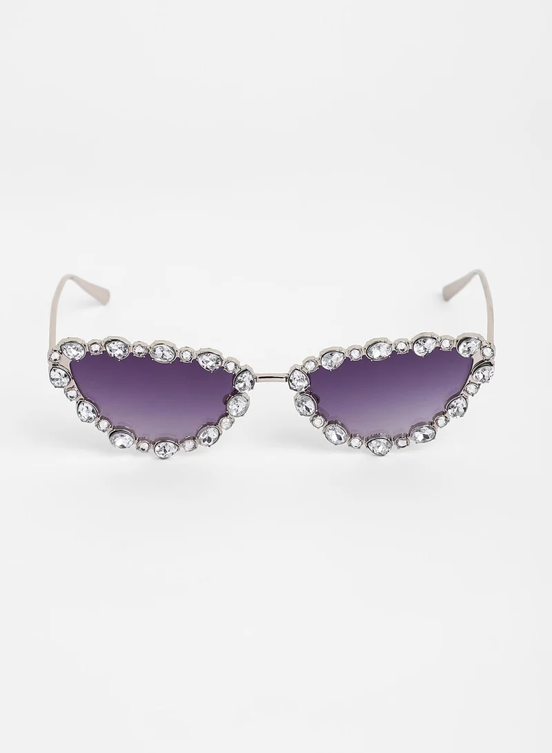 صوص هاوت The Swirl Rectangular Sunglasses - Midnight Black