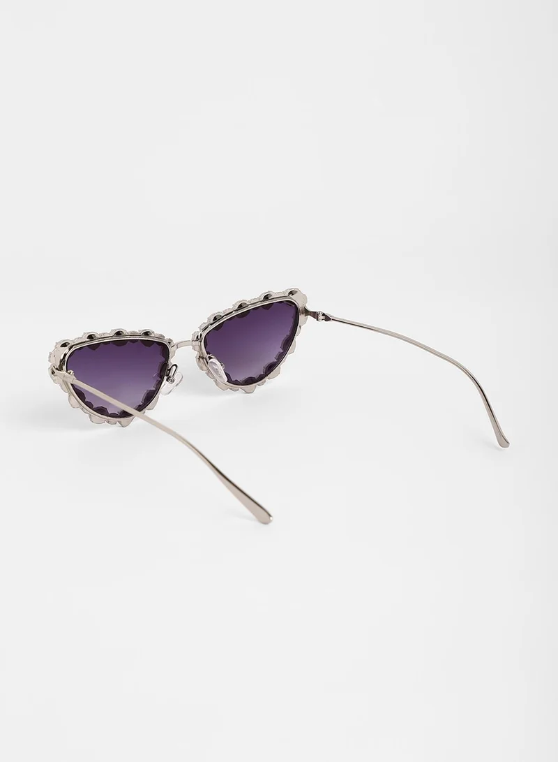 صوص هاوت The Swirl Rectangular Sunglasses - Midnight Black