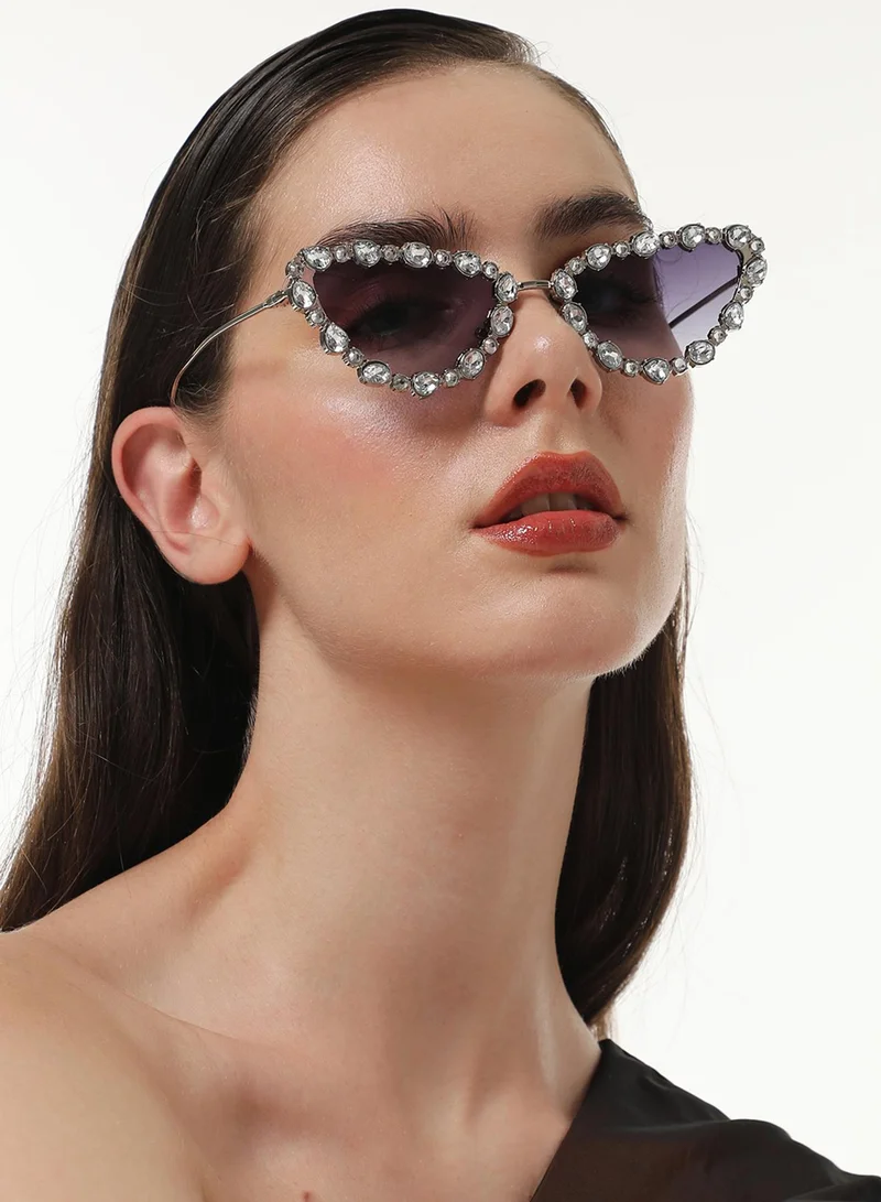 صوص هاوت The Swirl Rectangular Sunglasses - Midnight Black