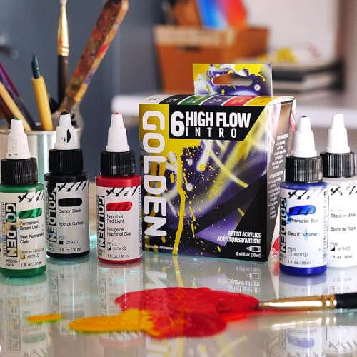 Golden High Flow Acrylics by GOLDEN High Flow Intro Set 6 Colors Professional Acrylic Paint - Image 3