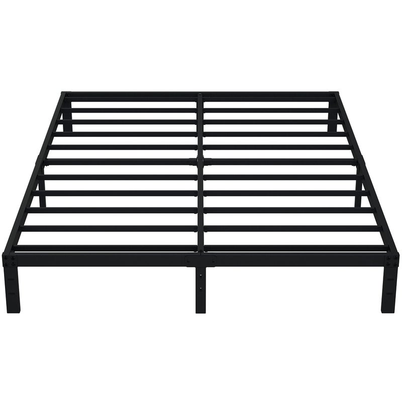 EMODA Queen Bed Frame No Box Spring Needed 10 Inch Heavy Duty Metal Platform BedFrame Queen Size with Steel Slats Easy Assembly Black