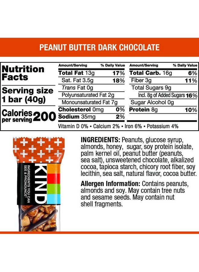 KIND KIND Bars, Peanut Butter Dark Chocolate, Gluten Free,1.4 Ounce,12 Count  - Image 3