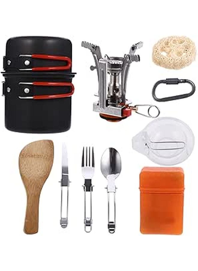 Ultra Light Portable Camping Cookware Kit Non Stick Pot Pan Plates Utensils - Image 1