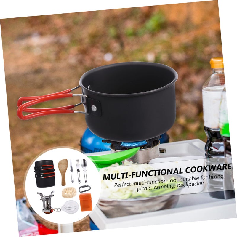 Ultra Light Portable Camping Cookware Kit Non Stick Pot Pan Plates Utensils - Image 4