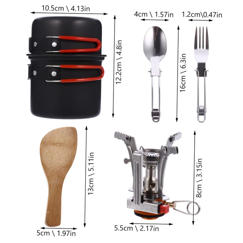 Ultra Light Portable Camping Cookware Kit Non Stick Pot Pan Plates Utensils - Image 3