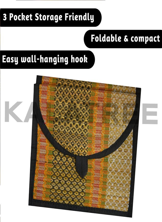 KalaTree River Grass Wall Organizer for Home Decor | Handwoven Magazine & Letter Holder | 3 Pockets, Foldable Elegant | Eco-Friendly Korai Grass - Image 3