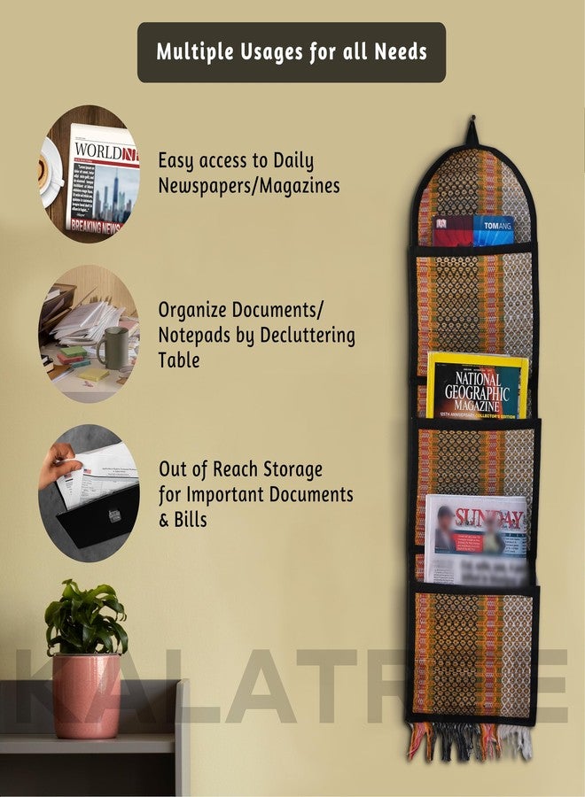 KalaTree River Grass Wall Organizer for Home Decor | Handwoven Magazine & Letter Holder | 3 Pockets, Foldable Elegant | Eco-Friendly Korai Grass - Image 2