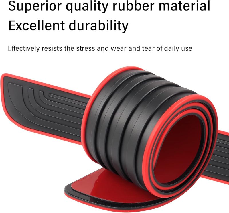 Door Sill Protectors: 2 Long + 2 Short Black Red PVC Strips, Tool-Free Installation, Waterproof & Scratch-Resistant, Universal Fit Car Sill Guards for Cars, Trucks, SUVs, Vans - Image 4
