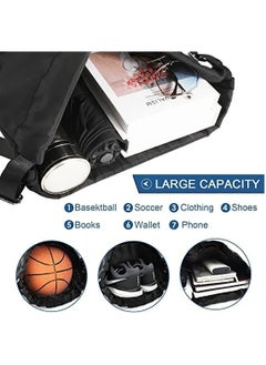 Y&D Drawstring Backpack Sports Gym Bag, Nylon Draw Large Size with Zipper and Front Rear Pocket, Water Resistant String Sackpack for School Swimming Travel Kids Boys Girls Women Men  - Image 3