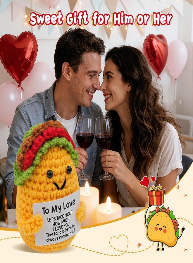 BharatBazaar Crochet Toys, Valentine's Day Gift, Gifts for Her Him Loved One, Positive Crochet Animals Handmade Taco, Valentine's Day Gift for Girlfriend Women Men Couples Wife Husband - Image 3