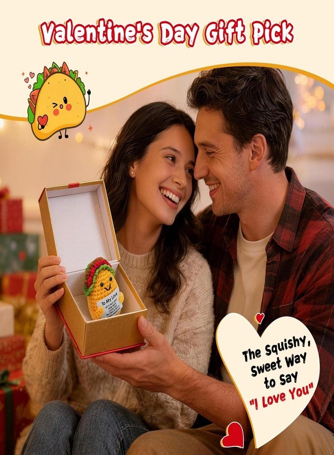 BharatBazaar Crochet Toys, Valentine's Day Gift, Gifts for Her Him Loved One, Positive Crochet Animals Handmade Taco, Valentine's Day Gift for Girlfriend Women Men Couples Wife Husband - Image 2