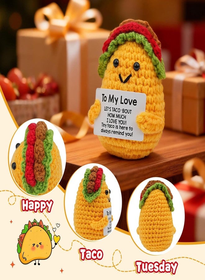 BharatBazaar Crochet Toys, Valentine's Day Gift, Gifts for Her Him Loved One, Positive Crochet Animals Handmade Taco, Valentine's Day Gift for Girlfriend Women Men Couples Wife Husband - Image 4