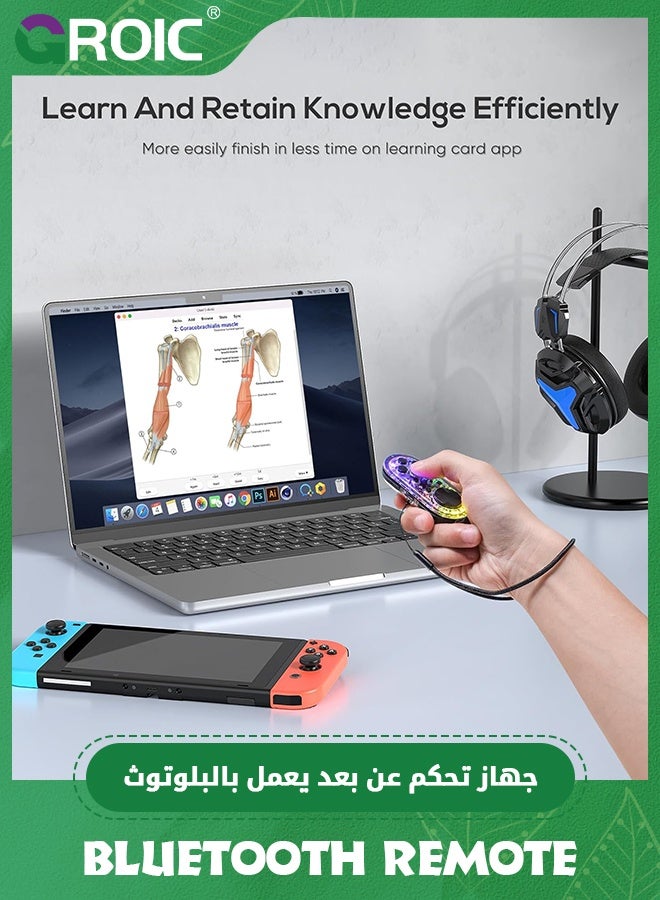 Wireless Bluetooth Controller for Anki Remote Mac with 2 Pcs Gaming Finger Sleeves, Gamepad Sized Mini Controller for Switch-Windows-Android-MacOS with Cable and Strap