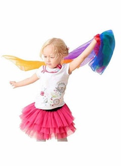 Generic Gradient Color Square Scarves Juggling Scarves Silk Dance Scarves Performance Props Dancing Scarves for Music and Movement, Fun Juggling Scarves for Kids, Toddlers Scarves Dance Props  - Image 2