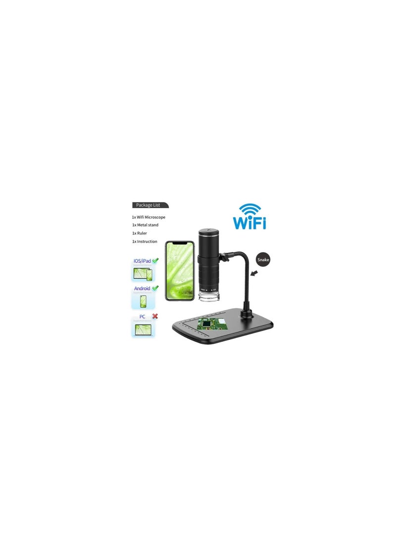 Generic - Wireless Digital Microscope, Upgraded 50X to 1000X WiFi USB Microscope Camera 1080P FHD 2.0 MP 8 LED Light with Stand Compatible with iPhone, iPad, Samsung Galaxy, Android, Mac, Windows - Image 1