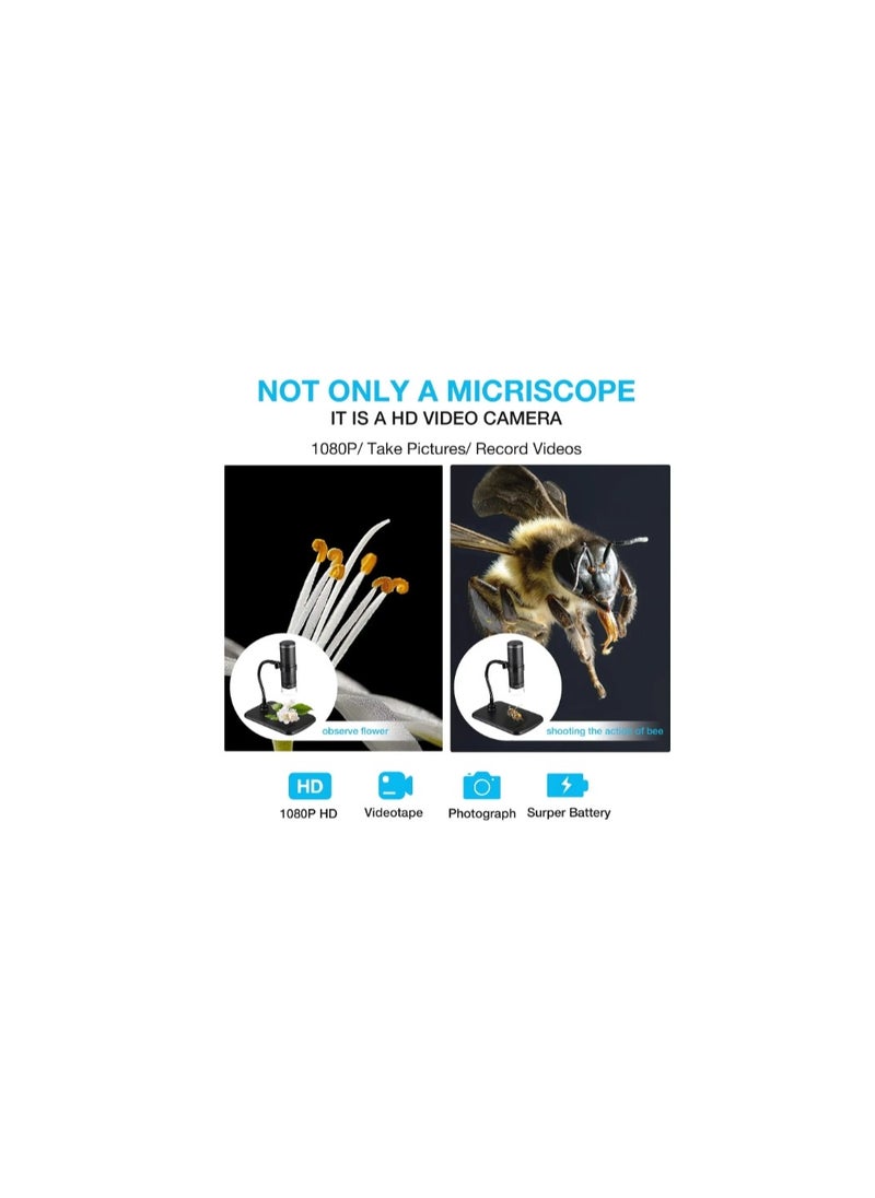 Generic - Wireless Digital Microscope, Upgraded 50X to 1000X WiFi USB Microscope Camera 1080P FHD 2.0 MP 8 LED Light with Stand Compatible with iPhone, iPad, Samsung Galaxy, Android, Mac, Windows - Image 1