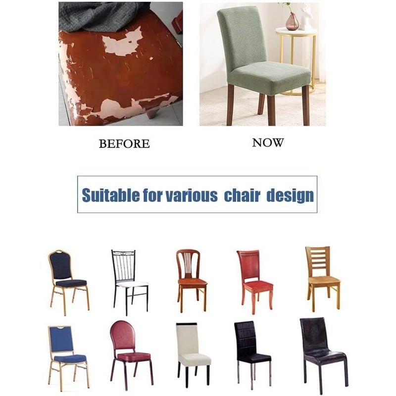 Stretch Chair Covers for Dining Room Set of 6, Dining Room Chair Covers for Home Decor, Removable Dining Chair Cover Non-Slip Kitchen Chair Cover 6 Pack - Image 4