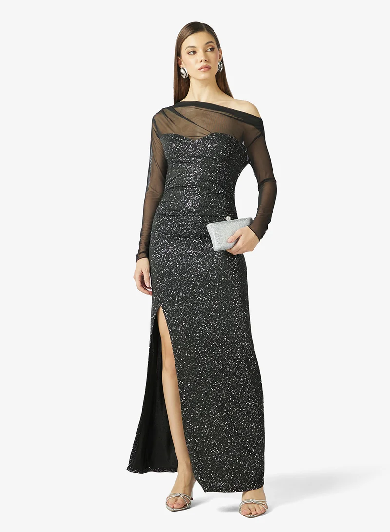 Ella Limited Edition  Off Shoulder Shimmer Dress for Women | Best Price UAE