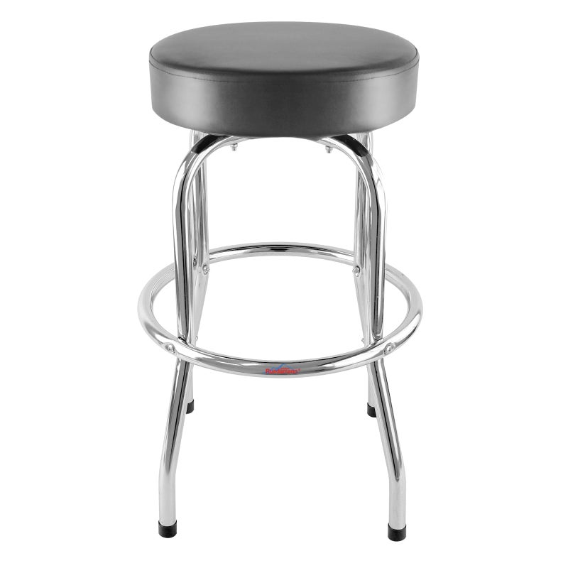 Ruedamann 29 H Swivel Bar Stool Black Leatherette Padded Seat Chrome Frame Holds Up to 300 lbs Shop Stool for Kitchen Home Bar