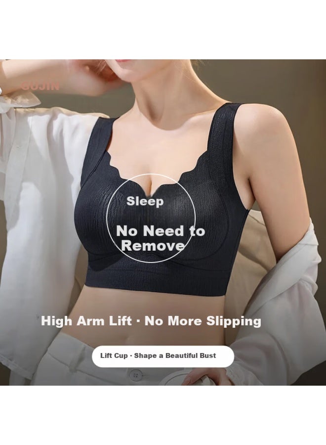 Gujin Women's Seamless Lift-up Vest Bra Small Chest Push-up Back Beauty Underwear Side Breast Gathering Anti-sagging Bra - Image 1