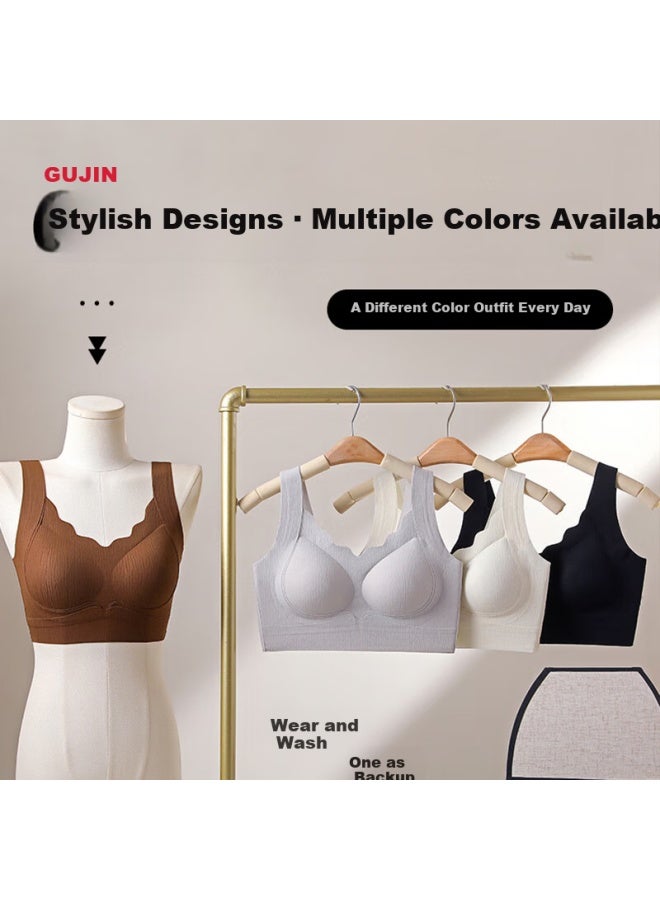 Gujin Women's Seamless Lift-up Vest Bra Small Chest Push-up Back Beauty Underwear Side Breast Gathering Anti-sagging Bra - Image 3