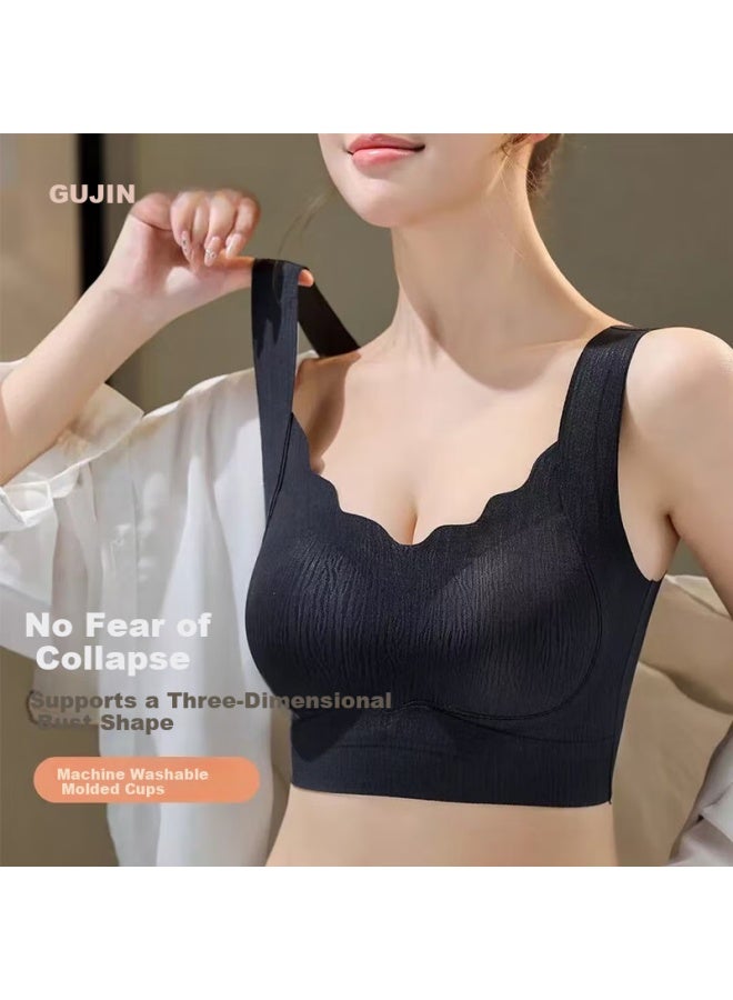Gujin Women's Seamless Lift-up Vest Bra Small Chest Push-up Back Beauty Underwear Side Breast Gathering Anti-sagging Bra - Image 2