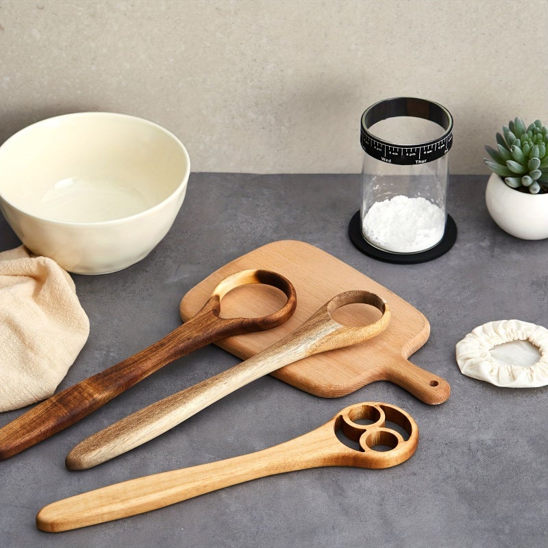 3 Pcs 13 Inch Wooden Dough Mixer For Bread Baking Yeast Mixing Tool - Image 2